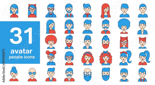 Collection of diverse cartoon avatars for digital use in various graphic designs and online platforms