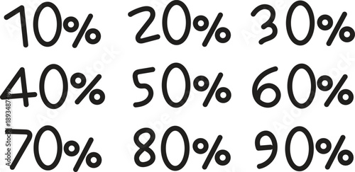 A collection of percentage numbers arranged in rows on a white background