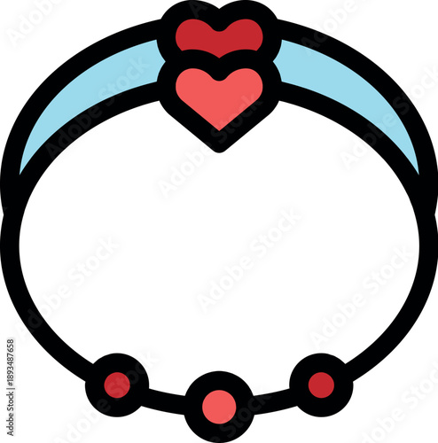 Stylish bracelet featuring red hearts and a blue band, perfect for expressing love and affection