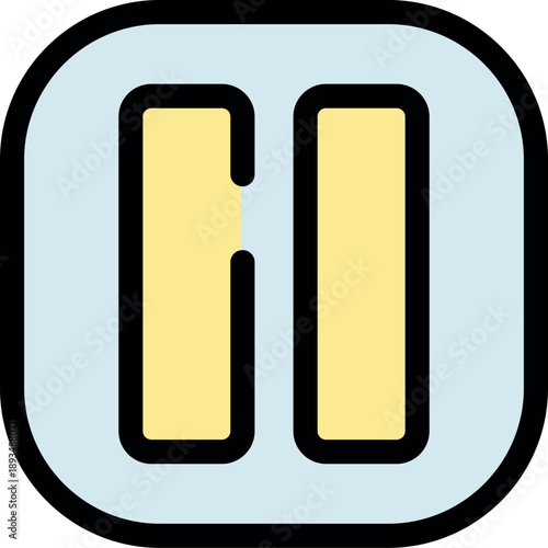 Yellow pause button icon representing a temporary halt in audio or video playback