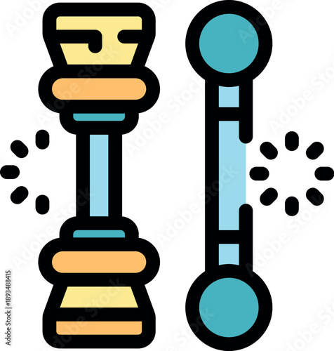 Car spare part replacement process with loading status icon indicating ongoing operation