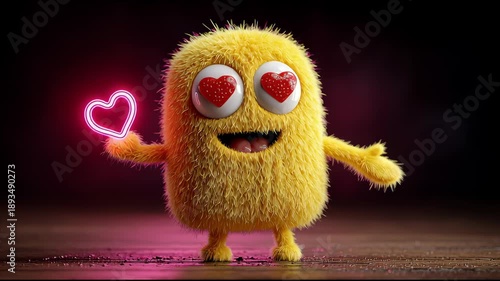 かわいい目がハートのキャラクターのダンス動画