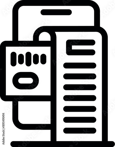 Mobile banking app displaying invoice or receipt next to a credit card, suggesting online payment or transaction history review