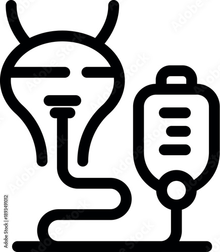 Urinary catheter bag draining urine from bladder, medical equipment helping patients with urinary incontinence