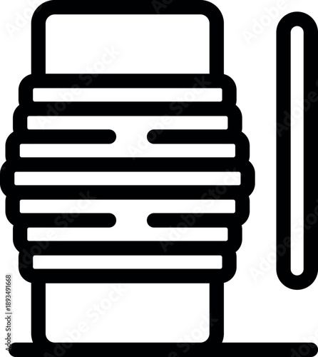 Black electric cable roll being unrolled for construction site or home maintenance