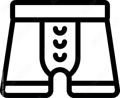 Simple black and white line art icon representing boxer shorts, a type of men's undergarment