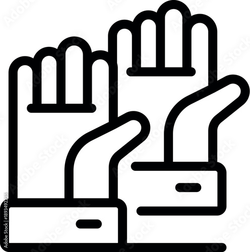 Two hands protecting with gloves showing stop sign