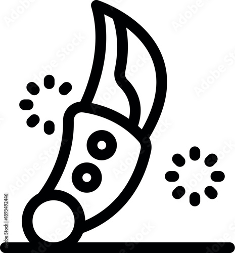 Sharp karambit knife hitting the ground, creating motion lines