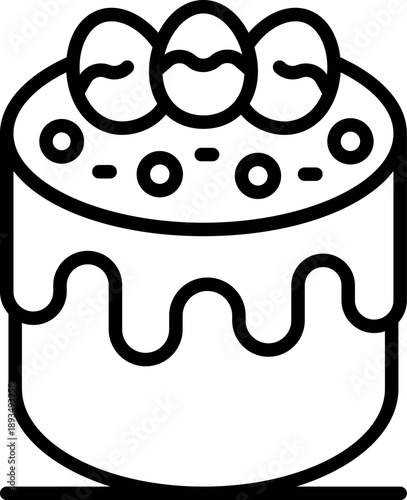 Traditional easter cake with dripping icing and chocolate eggs is ready for celebration