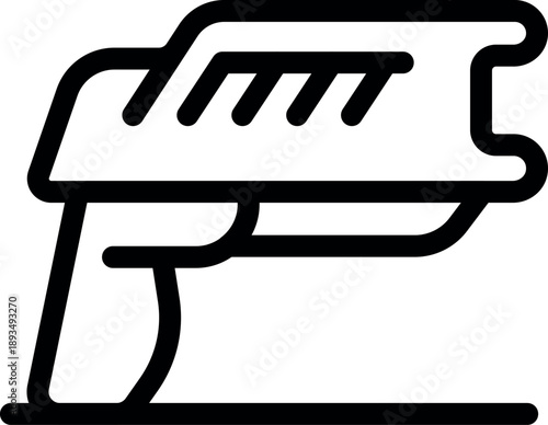 Linear icon of a space gun, ideal for games and science fiction projects