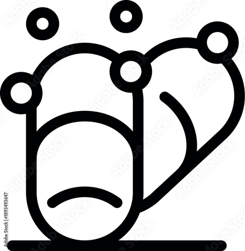 Nanotechnology building molecular structure with sad face, chemical reaction concept