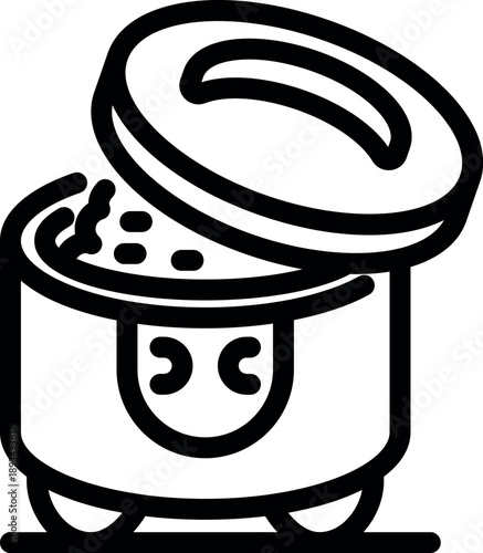 Modern kitchen appliance steaming rice, simplifying cooking process