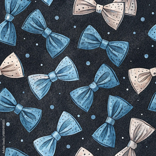 Blue Bowtie Seamless Pattern