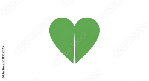 Green heart shaped leaf icon on white background symbolizing love and nature