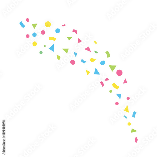 Confetti Stream Diagonal across White Background