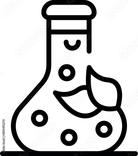 Combining nature and science, a laboratory flask filled with organic herbs symbolizes the creation of natural medicine and remedies