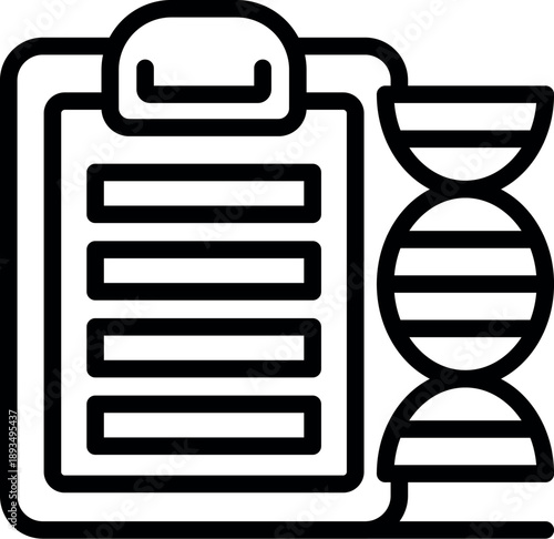 Clipboard with dna double helix depicting genetic testing, analysis and research