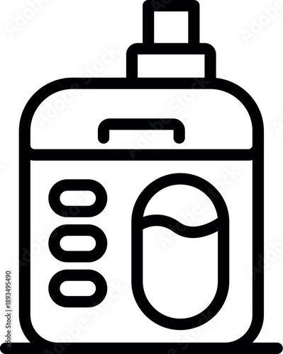 Simple outline style icon representing a washing machine with water level and control buttons