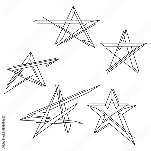 Set of abstract line stars. Awards for sports or corporate competitions.