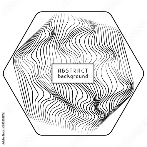 Particles and wavy lines in shape. Linear wave style.