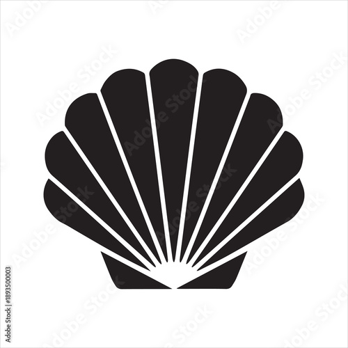 Seashell Scallop Silhouette Icon – Marine Beach Shell Vector