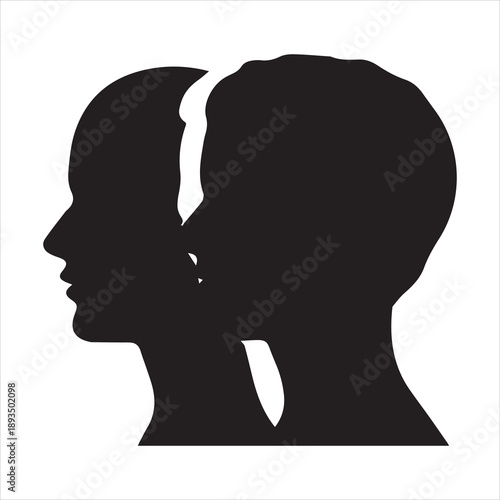 Silhouette face profiles creating a powerful visual about identity and connection, mental health, or relationships