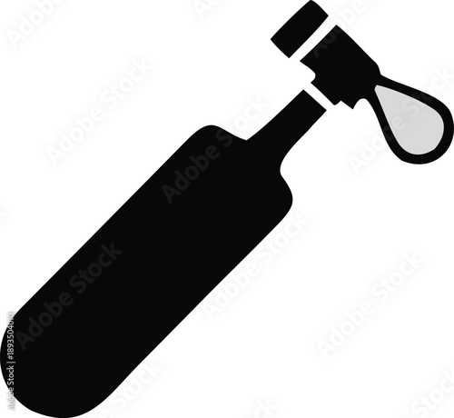 Silhouette of a scuba diving tank with a handle and hose