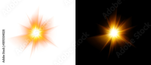 Tableau sur toile Golden starburst light flare with brilliant orange rays and glowing central spar