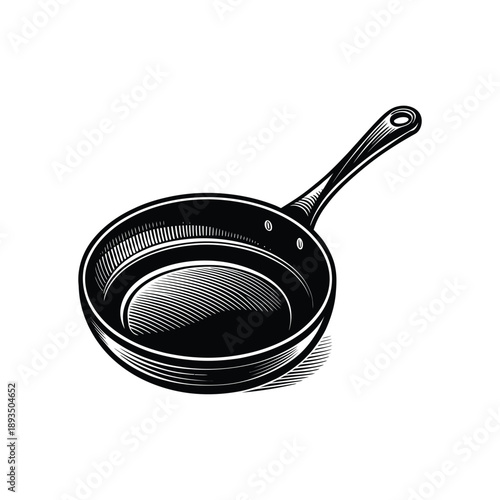 Vintage Frying Pan Kitchenware Cooking Utensil Isolated Vector