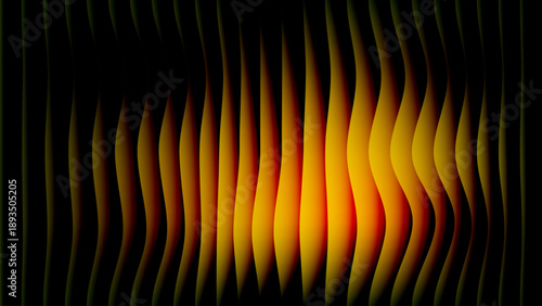 Vibrant orange and red vertical waves over black background for energy design vector illustration.