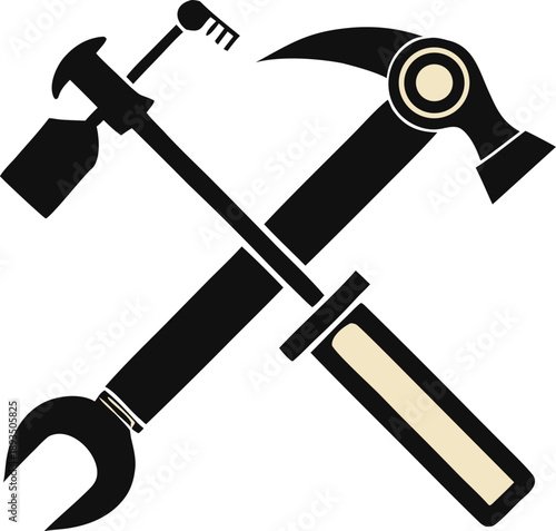 Crossed tools representing craftsmanship and repair