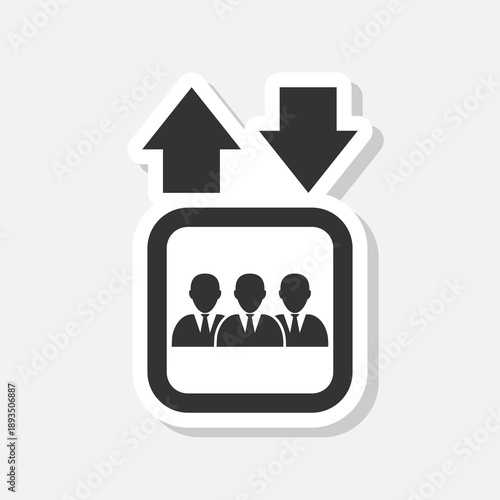 Elevator icon sticker isolated on gray background