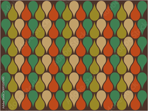 ヴィンテージ感のあるアースカラーのしずく模様