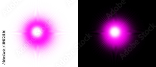 Tablou pe pânză Magenta lens flare starburst effect with bright glowing rays isolated on transpa