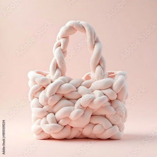 Soft Knit Style Tote Bag Made From Thick Twisted Yarn