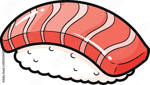 A delightful and fresh illustration of a classic salmon nigiri sushi piece