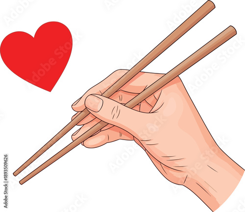 A hand gracefully holds chopsticks, symbolizing a deep love for asian food and cultural dining experiences
