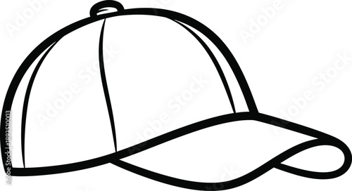 Outline illustration of a classic baseball cap with a curved brim, perfect for sports and casual wear