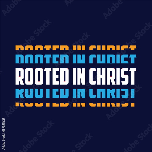 Rooted in christ t shirt design with cross and tree roots