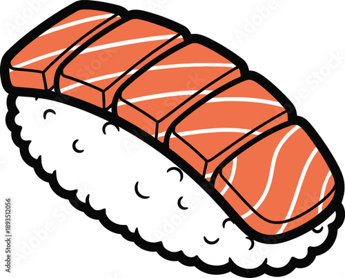 Delicious cartoon salmon nigiri sushi illustration for japanese cuisine menus and graphics