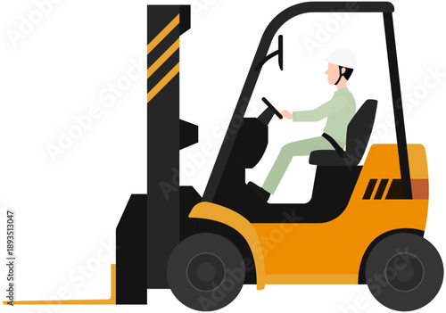 Vector Illustration of Forklift Operator with Separate Driver and Seat Belt 