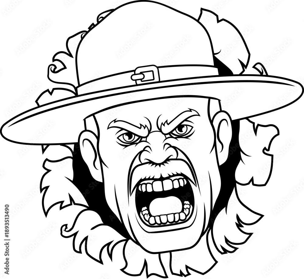 Fototapeta premium An angry drill instructor or sergeant bootcamp army soldier cartoon character