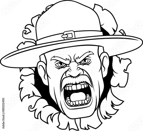 An angry drill instructor or sergeant bootcamp army soldier cartoon character