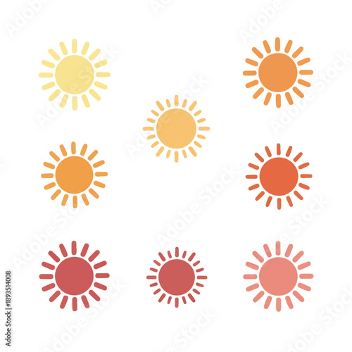 Sunburst icon set with multi color variants