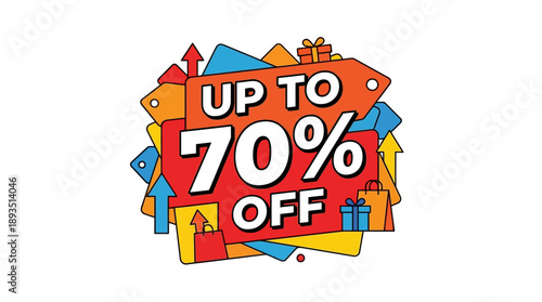 Up to 70% Off on Various Products, Online Shopping, Colorful Graphic Design