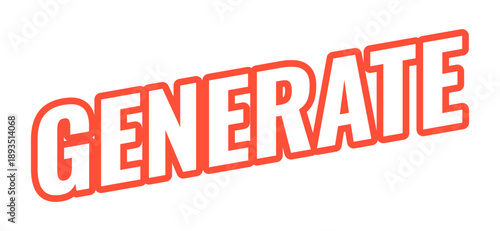 Generate modern bold outlined web element. AI content generation function. Creativity output. Create ideas prompt. Slanted text design with red contour. Angled typography, UI UX. Oswald font used