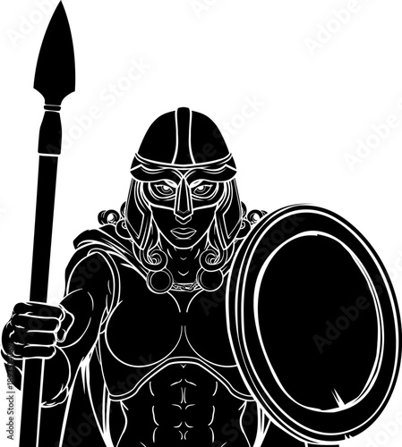 A female Viking, Trojan Spartan or Celtic warrior woman gladiator knight sports team mascot