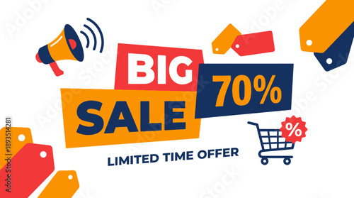 Big Sale Event, Shopping Discounts, Online Store, Graphic Design, Promotional Environment, Eye-Catching View, Limited Time Offer