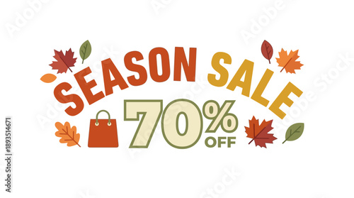 70% Off on Autumn Shopping at Local Stores - Colorful Leaves Design Announcement