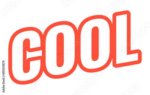 Cool modern bold outlined web element. Approval reaction. Chill vibes. Relaxed positive response. Casual reply. Slanted text design with red contour. Angled typography, UI UX. Oswald font used